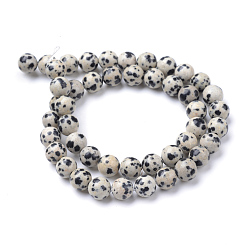 Jaspe Dalmate Dalmatien naturel Jasper brins de perles, ronde, 6mm, Trou: 1mm, Environ 65 pcs/chapelet, 15.7 pouce