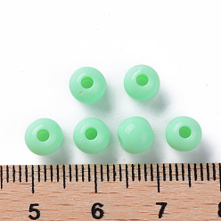 Aigue-marine Perles acryliques opaques, ronde, aigue-marine, 6x5mm, Trou: 1.8mm, environ4400 pcs / 500 g