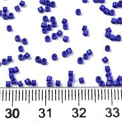 Blue 11/0 Grade A Glass Seed Beads, Cylinder, Uniform Seed Bead Size, Baking Paint, Blue, 1.5x1mm, Hole: 0.5mm, about 20000pcs/bag