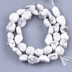 Howlite Natural Howlite Beads Strands, Tumbled Stone, Nuggets, 8~19x8~12x4~8mm, Hole: 0.8mm, about 37pcs/strand, 15.9 inch