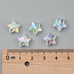 Clear Eco-Friendly Transparent Acrylic Beads, Star, Clear AB, AB Color, about 10mm in diameter, 4mm thick, hole:1.5mm. about 2140pcs/500g