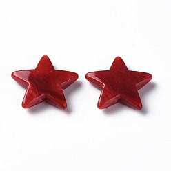 Темно-Красный Двухцветные акриловые бусины, имитация драгоценных камней, звезда, темно-красный, 20.5x22x4.5 мм, отверстие : 1 мм, Около 445 шт / 500 г