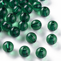 Темно-Зеленый Прозрачные акриловые бусины, круглые, темно-зеленый, 10x9 мм, Отверстие : 2 мм , около 940 шт / 500 г