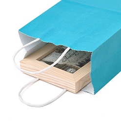 Темно-Голубой Бумажные мешки, подарочные пакеты, сумки для покупок, с ручками, глубокое синее небо, 15x8x21 см