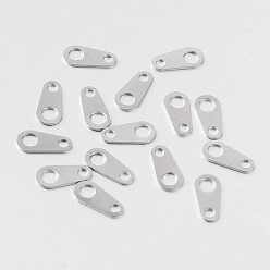 Stainless Steel Color 316 Surgical Stainless Steel Chain Tabs, Chain Extender Connectors, Stainless Steel Color, 8x4x1mm, Hole: 1mm & 2mm