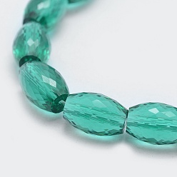 Vert Mer Moyen Chapelets de perles en verre transparentes  , facette, tambour, vert de mer moyen, 11.5x8mm, Trou: 1.2mm, Environ 30 pcs/chapelet, 13.7 pouce (35 cm)