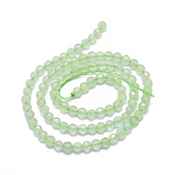 Prehnite Natural Prehnite Beads Strands, Faceted, Round, 4mm, Hole: 0.8mm, about 91pcs/strand, 15.7 inch(40cm)