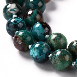 Chrysocolla Natural Chrysocolla Beads Strands, Round, 9~9.5mm, Hole: 0.8mm, about 38pcs/strand, 16.14''(41cm)