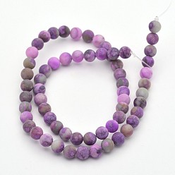 Natural Gemstone Natural & Dyed Gemstone Round Beads Strands, Imitation Charoite, Frosted, 8mm, Hole: 1mm, about 48pcs/strand, 15.3 inch
