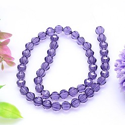 Medium Purple Faceted Round Imitation Austrian Crystal Bead Strands, Grade AAA, Medium Purple, 6mm, Hole: 0.7~0.9mm, about 68pcs/strand, 15.7 inch