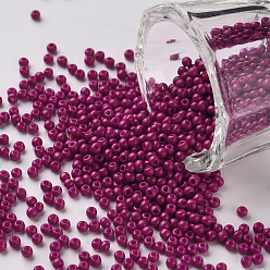 Deep Pink 11/0 Grade A Round Glass Seed Beads, Baking Paint, Deep Pink, 2.3x1.5mm, Hole: 1mm, about 48500pcs/pound