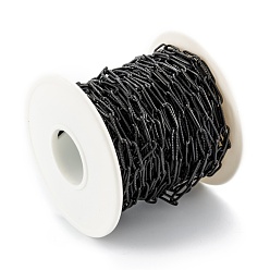 Electrophoresis Black 304 Stainless Steel Paperclip Chains, Soldered, with Spool, Electrophoresis Black, 66x61mm, 12x4x1mm, about 32.8 Feet(10m)/roll