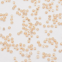 PeachPuff 8/0 Transparent Glass Round Seed Beads, Grade A, Silver Lined, PeachPuff, 2.8~3.2mm, Hole: 1.0mm, about 15000pcs/pound