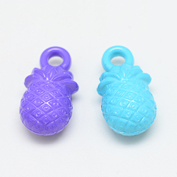 Mixed Color Opaque Acrylic Pendants, Pineapple, Mixed Color, 23x12.5x10mm, Hole: 3mm, about 327pcs/500g