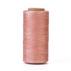 Pink Вощеный шнур полиэстера, микро шнур макраме, вощеная швейная нить, плоский, розовые, 0.8 мм, около 284.33 ярдов (260 м) / рулон