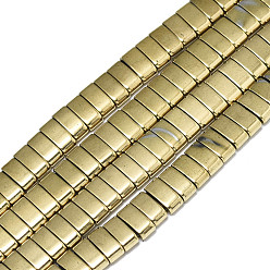 Real 18K Gold Plated Electroplate Non-magnetic Synthetic Hematite Multi-Strand Links, 2 Hole, for Tile Elastic Bracelets Making, Rectangle, Real 18K Gold Plated, 5x2x2.5mm, Hole: 0.9mm, about 160~166pcs/strand, 15.75 inch(40cm)