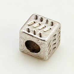 Antique Silver Tibetan Style Alloy Spacer Beads, Cube, Antique Silver, Lead Free & Cadmium Free & Nickel Free, 4.5x4.5x4.5mm, Hole: 2.5mm