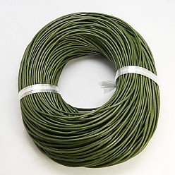 Vert Olive Foncé Cordon de cuir de vachette , cordon de bijoux en cuir , bricolage bijoux matériau de fabrication, ronde, teint, vert olive foncé, 2mm