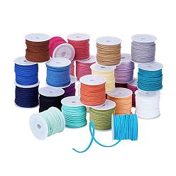 Mixed Color Faux Suede Cord, Faux Suede Lace, Mixed Color, 3x1.5mm, about 5.46 yards(5m)/roll, 25rolls/bag