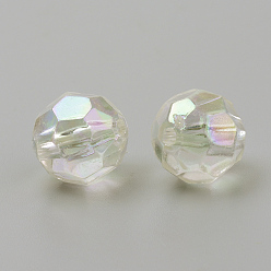 Clear AB Transparent Acrylic Beads, AB Color, Faceted, Round, Clear AB, 10mm, Hole: 1.5mm, about 860pcs/500g
