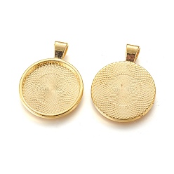 Golden Metal Alloy Pendant Cabochon Settings, Plain Edge Bezel Cups, DIY Findings for Jewelry Making, Golden, Cadmium Free & Lead Free, Tray: 24.5mm, 37x28x6.5mm, Hole: 6x4mm