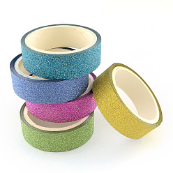 Mixed Color Glitter Powder DIY Scrapbook Decorative Paper Tapes, Self Adhesive Tapes, Mixed Color, 14.5mm, about 3m/roll, 10rolls/group