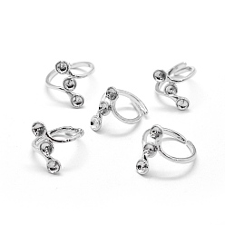 Platine Laiton composants d'anneau pour les doigts, pour la moitié de perles percées, réglable, platine, 17mm