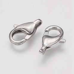 Stainless Steel Color 304 Stainless Steel Lobster Claw Clasps, Stainless Steel Color, 15x9x3.5mm, Hole: 1.5mm