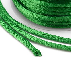 Lime Green Nylon Cord, Satin Rattail Cord, for Beading Jewelry Making, Chinese Knotting, Lime Green, 1mm, about 32.8 yards(30m)/roll