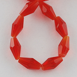 Red Glass Beads Strands, Faceted, Bicone, Red, 8x4x4mm, Hole: 1mm
