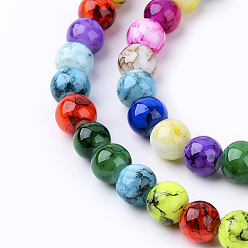 Mixed Color Spray Painted Glass Beads Strands, Round, Mixed Color, 8mm, Hole: 1mm, about 55pcs/strand, 16 inch