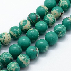 Light Sea Green Synthetic Imperial Jasper Beads Strands, Dyed, Round, Light Sea Green, 6mm, Hole: 0.8mm, about 63pcs/strand, 14.76 inch(37.5cm)