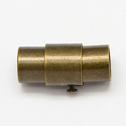 Antique Bronze Brass Locking Tube Magnetic Clasps, Column, Antique Bronze, 18x10mm, Hole: 8mm