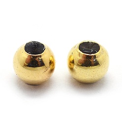 Golden 925 Sterling Silver Stopper Beads, with Rubber inside, Round, Golden, 4mm, Hole: 0.8mm