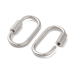 Stainless Steel Color 304 Stainless Steel Screw Carabiner Lock Charms, for Necklaces Making, Oval, Stainless Steel Color, 26x14x4mm, Screw: 8x4mm