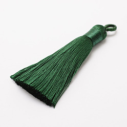 Mixed Color Polyester Tassel Big Pendant Decorations, Ice Silk Tassel, Mixed Color, 60~67x8mm, Hole: 5x7mm