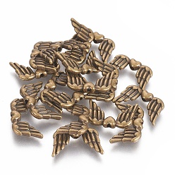 Antique Bronze Tibetan Style Alloy Beads, Cadmium Free & Nickel Free & Lead Free, Angel Wing, Antique Bronze, 18.5x11x3.5mm, Hole: 1.5mm.