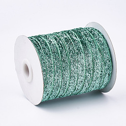 Vert Mer Moyen Ruban scintillant scintillant, ruban de polyester et nylon, vert de mer moyen, 3/8 pouce (9.5~10 mm), environ 50 yards / rouleau (45.72 m / rouleau)