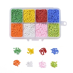 Mixed Color 12/0 8 Colors Round Glass Seed Beads, Opaque Colours, Round Hole, Mixed Color, 12/0, 2mm, Hole: 1mm, 8colors, 23g/color, 184g/box