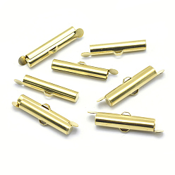 Raw(Unplated) Brass Cord Ends, for Ball Chain, Slide On End Clasp Tubes, Slider End Caps, Lead Free & Cadmium Free & Nickel Free, Raw(Unplated), 26x6mm, Hole: 1.5x3mm, Inner Diameter:4mm