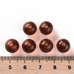 Шоколадный Прозрачные акриловые бусины, круглые, цвет шоколада, 10x9 мм, Отверстие : 2 мм , около 940 шт / 500 г
