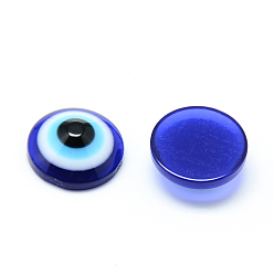 Blue Resin Evil Eye Cabochons, Half Round/Dome, Blue, 10x4~4.5mm