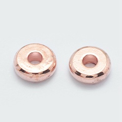 Розовое Золото Spacer бисер латунные, плоско-круглые, розовое золото , 6x2 мм, отверстие : 2 мм