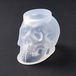 (7BDF) Прозрачный морозный бирюзовый Изготовление силиконовых форм для свечей своими руками, Хэллоуин тема, 3 d череп, призрачный белый, 6.6x7.7x11 см, Внутренний диаметр: 8.2x4.4 cm