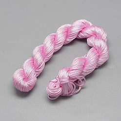 Pearl Pink Braided Polyester Cords, Pearl Pink, 1mm, about 28.43 yards(26m)/bundle, 10 bundles/bag