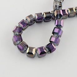 Indigo Perles en verre electroplate, facette, cube, indigo, 4x4x4mm, Trou: 1mm, Environ 100 pcs/chapelet, 15.7 pouce