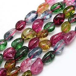 Mixed Color Natural Quartz Crystal Nuggets Beads Strands, Tumbled Stone, Dyed & Heated, Mixed Color, 13~24x10~14mm, Hole: 1mm, about 15.5 inch