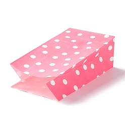 Hot Pink Rectangle Kraft Paper Bags, None Handles, Gift Bags, Polka Dot Pattern, Hot Pink, 13x8x24cm