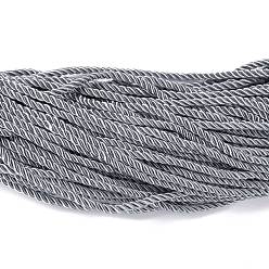 Silver Polyester Cord, Twisted Cord, Silver, 5mm, about 97~100m/bundle