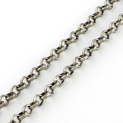 Antique Silver Iron Rolo Chains, Belcher Chain, Unwelded, with Spool, Antique Silver, 3.8x1mm, about 164.04 Feet(50m)/roll